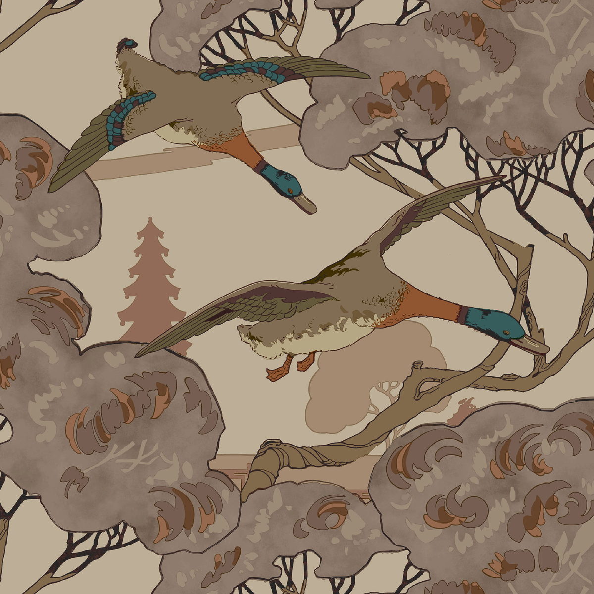 Grand Flying Ducks - Plum