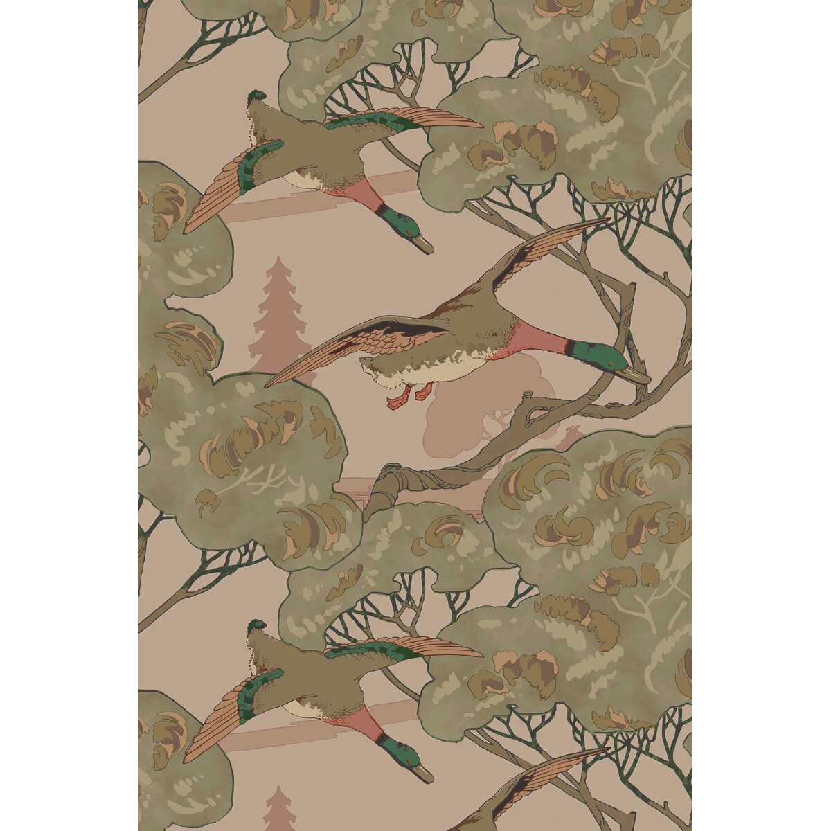 Grand Flying Ducks - Plaster - MULBERRY Wallpaper