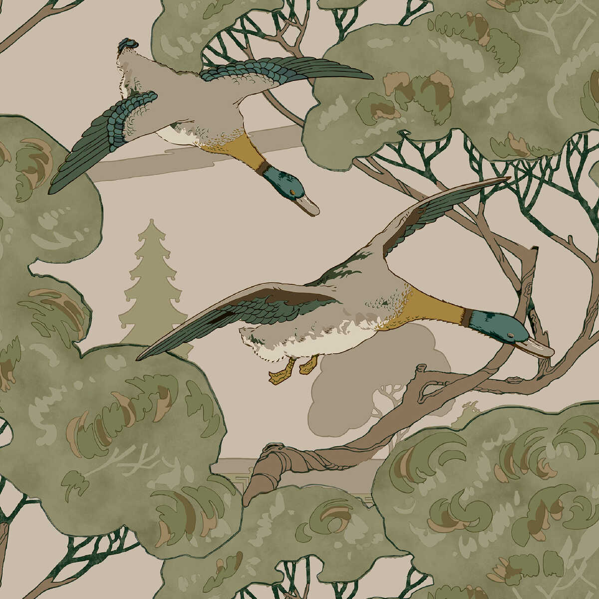 Grand Flying Ducks - Emerald