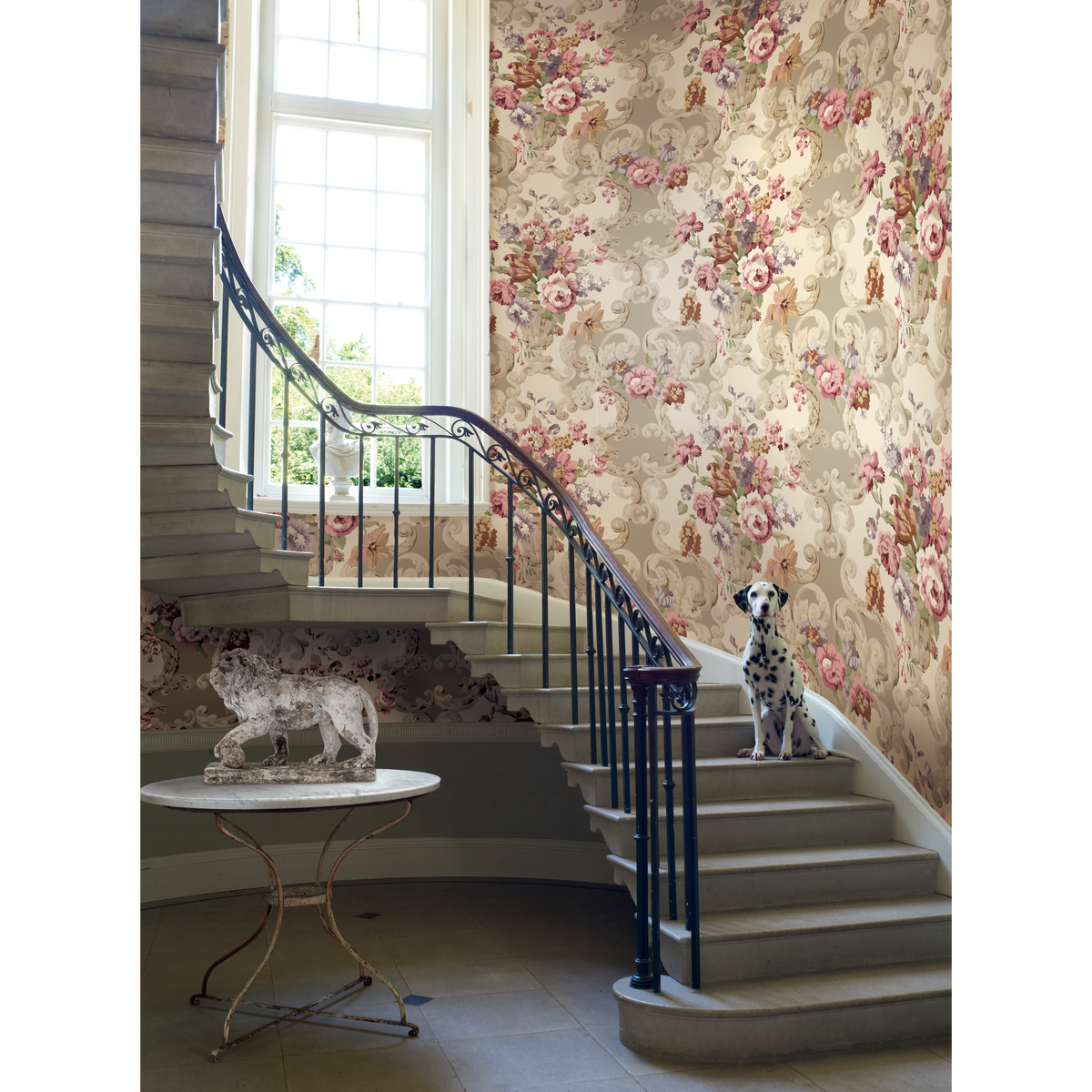 Floral Rococo - Red/Plum - Mulberry Wallpaper