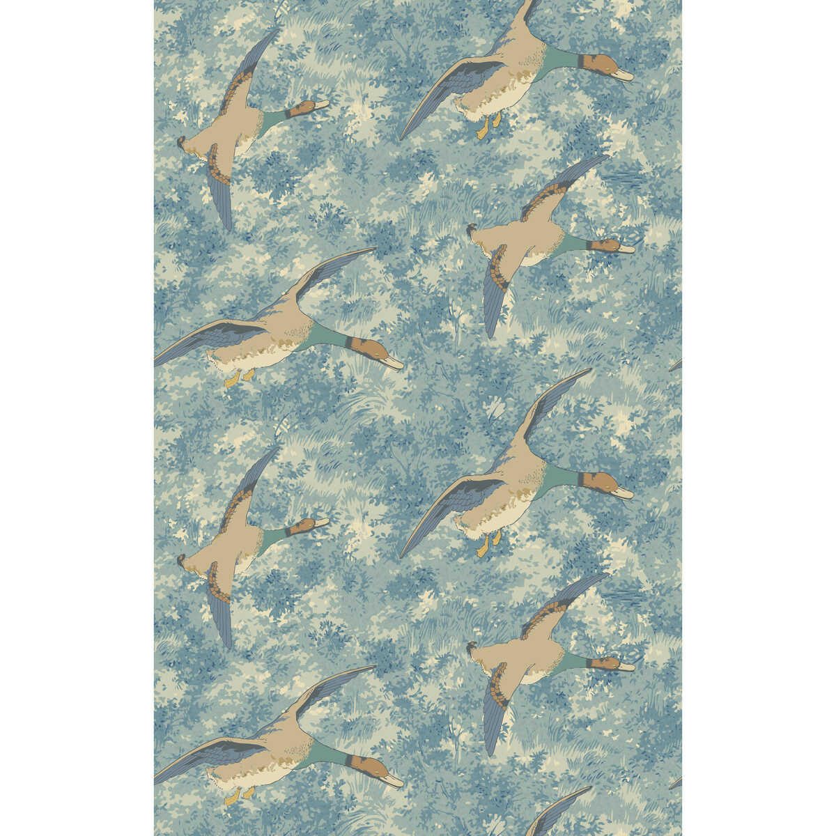 Forest Ducks - Blue - MULBERRY Wallpaper