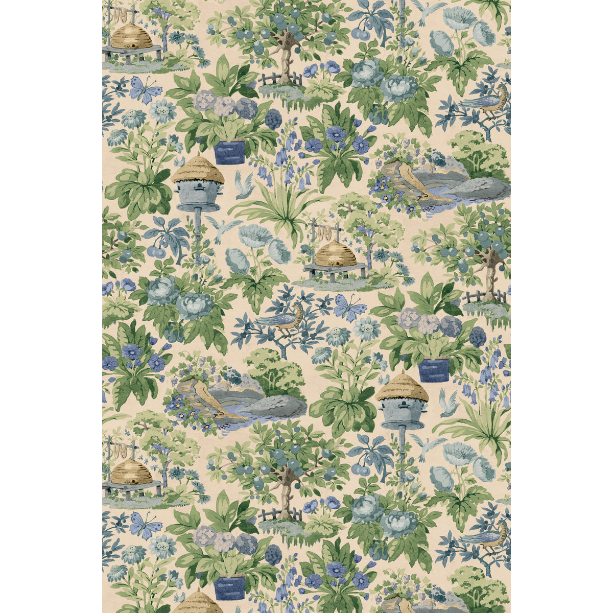Mulberry Garden - Blue/Green - FG132.G107.0 - Mulberry Wallpaper - Mulberry Wallpaper
