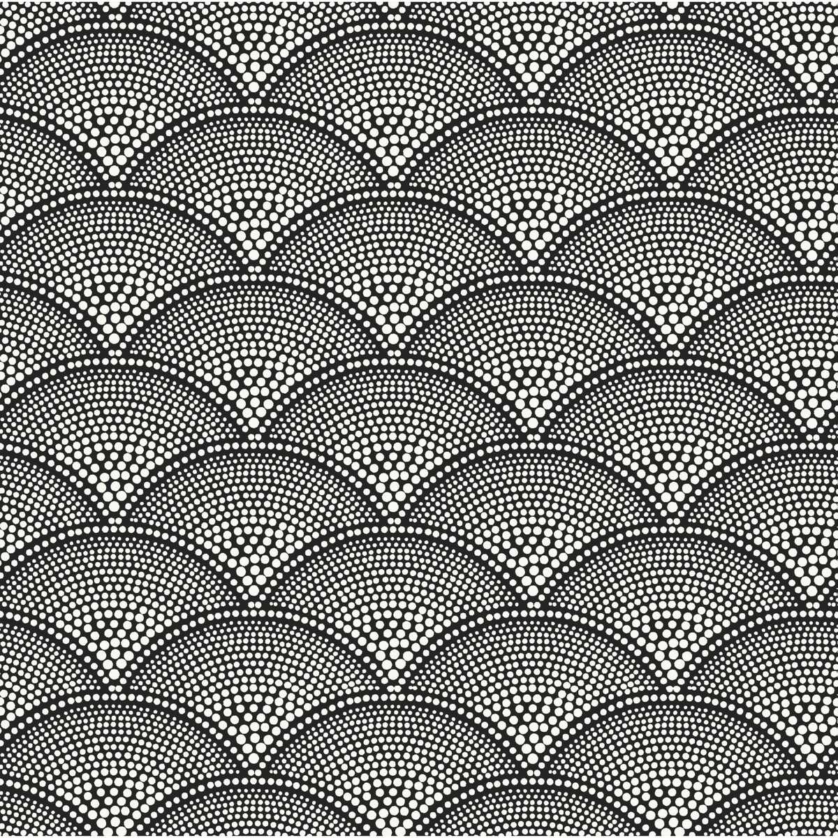 Feather Fan Woven - Wht On Blk - COLE & SON Tela