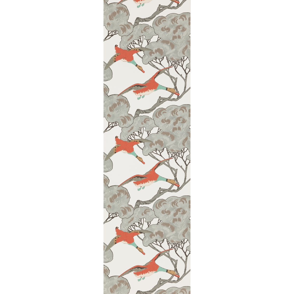 Flying Ducks - Coral/Clay - Mulberry Wallpaper