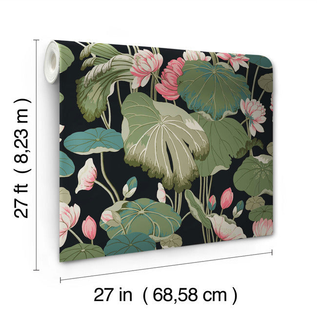 lotus-pond-wallpaper-midnight-flamingo-york-wallcoverings-go8292