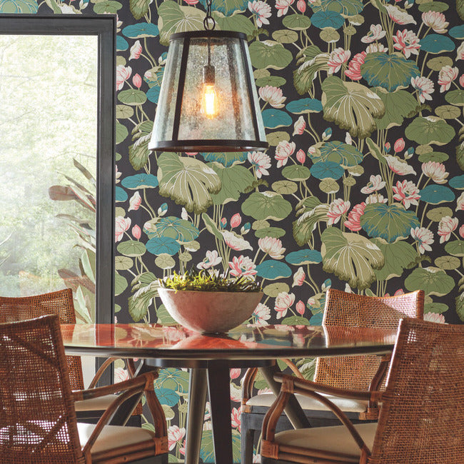 lotus-pond-wallpaper-midnight-flamingo-york-wallcoverings-go8292