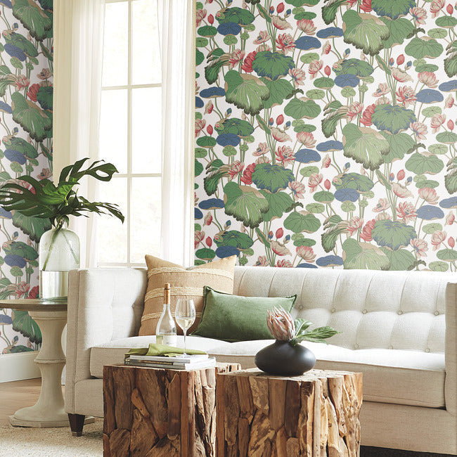 lotus-pond-wallpaper-cotton-peacock-york-wallcoverings-go8293
