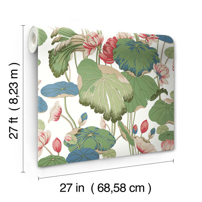 lotus-pond-wallpaper-cotton-peacock-york-wallcoverings-go8293