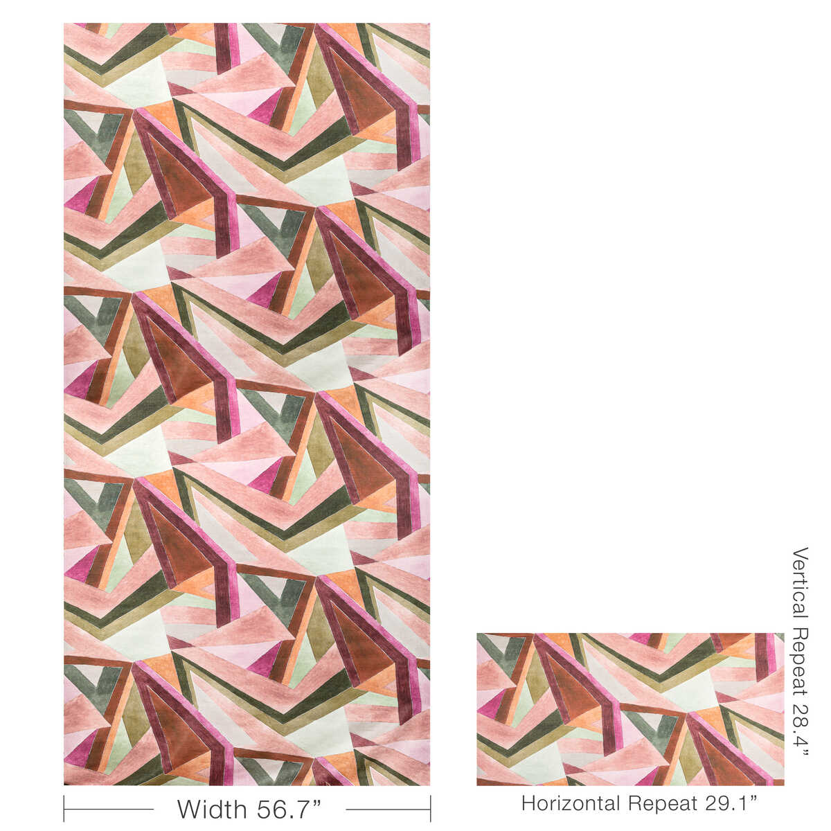 Roulade Print - Rose/Leaf - LEE JOFA MODERN Fabric