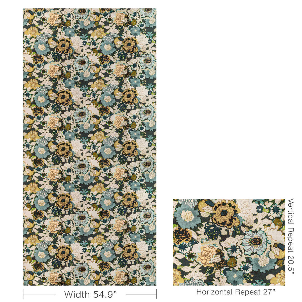 Arioso Print - Marine/Citron - LEE JOFA MODERN Fabric