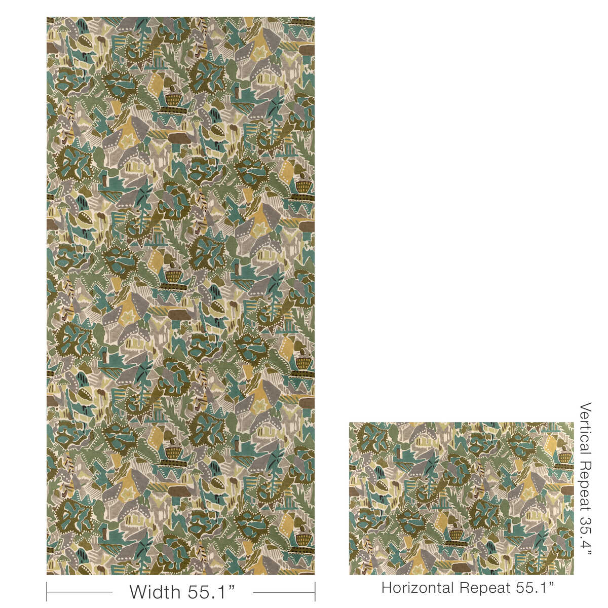 Chrystie Print - Moss/Fog - LEE JOFA MODERN Fabric