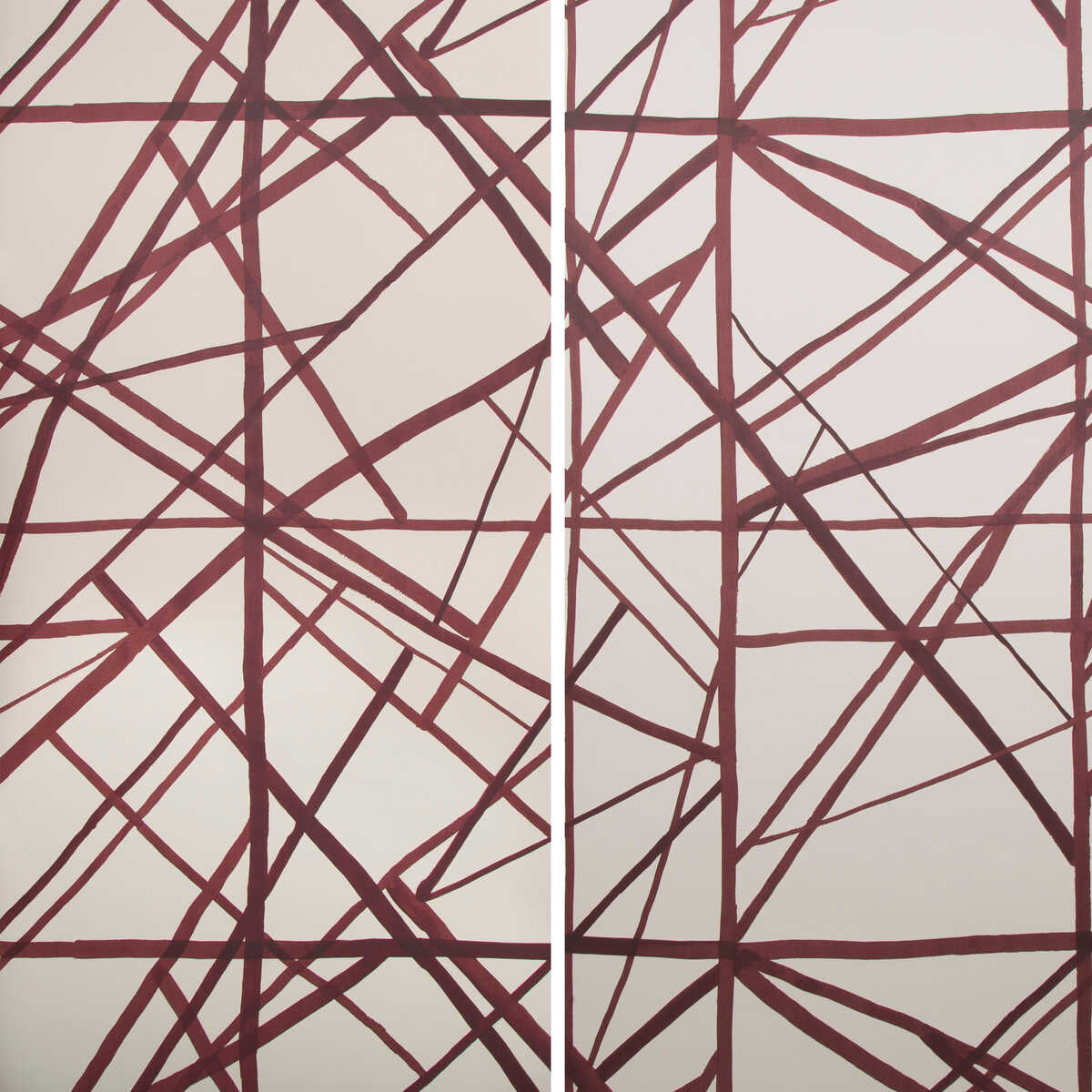 Channels Paper - Plum/Oatmeal - LEE JOFA MODERN Wallpaper