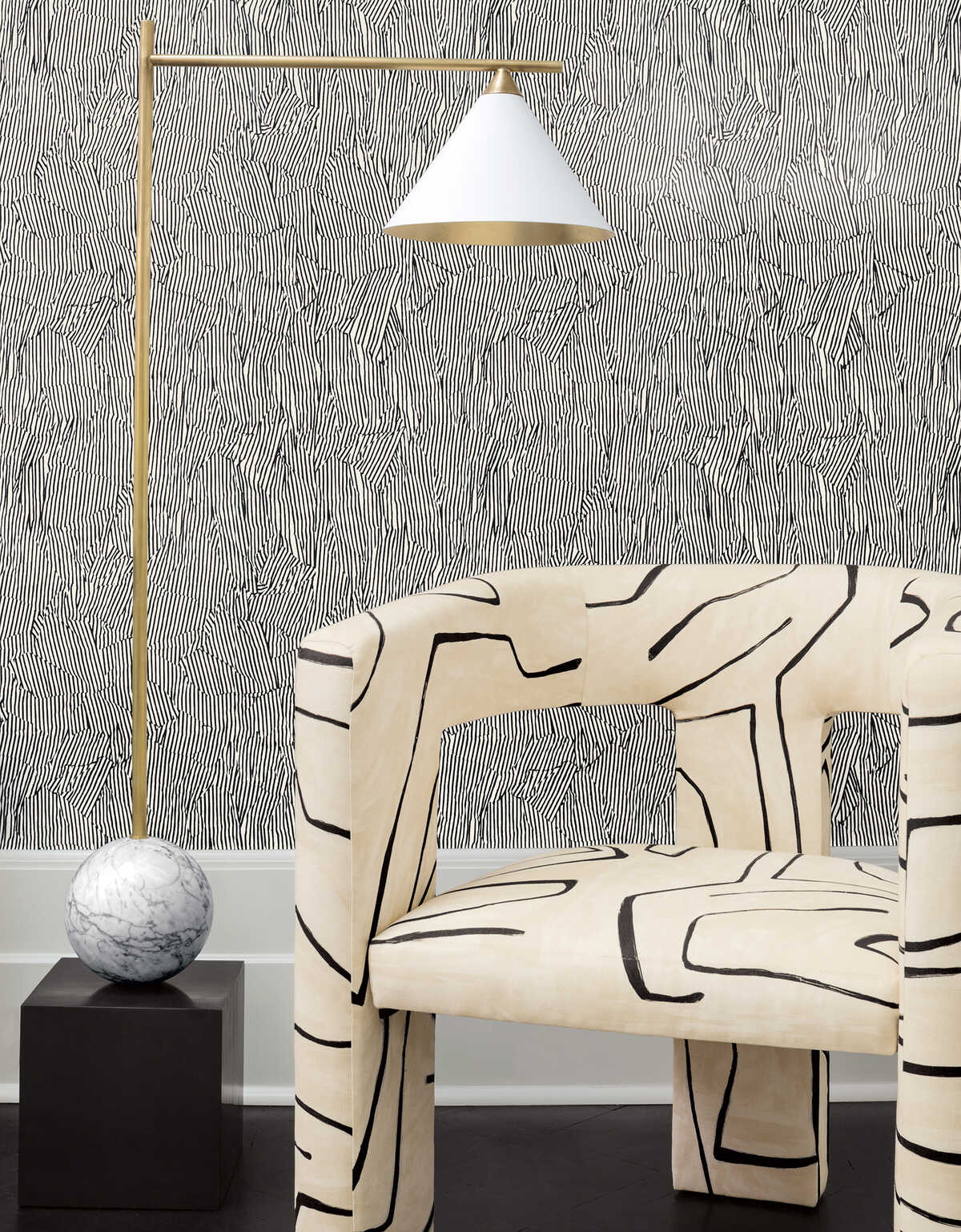 Graffito - Linen/Onyx - LEE JOFA MODERN Fabric