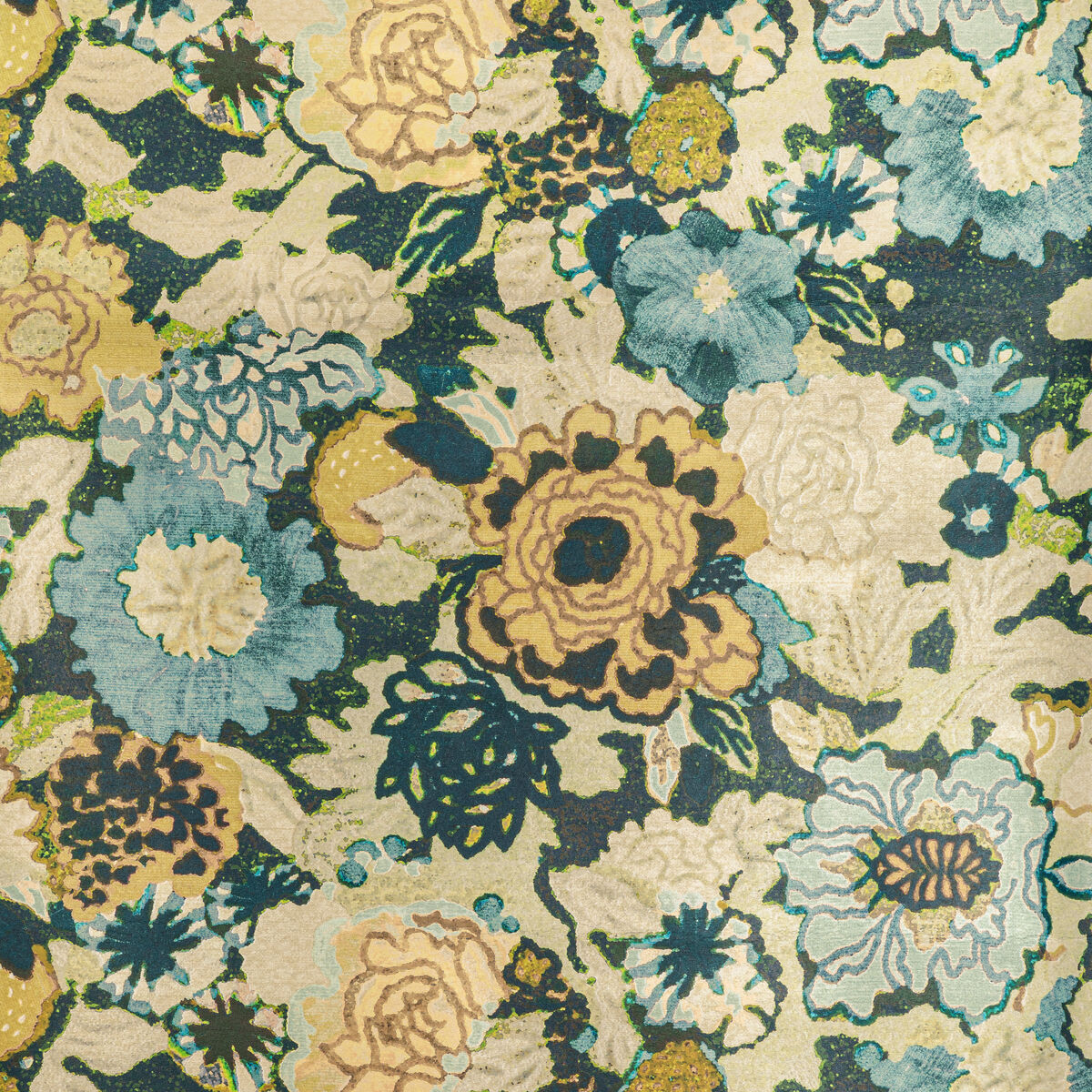 Arioso Paper - Marine/Citron - Lee Jofa Modern Wallpaper