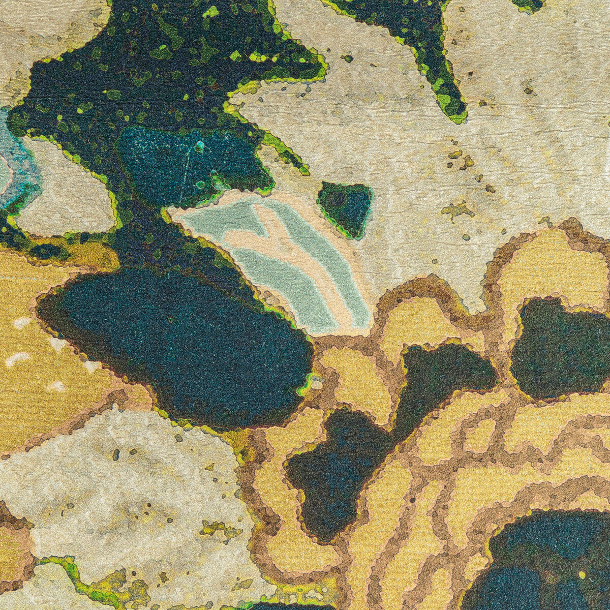 Arioso Paper - Marine/Citron - Lee Jofa Modern Wallpaper