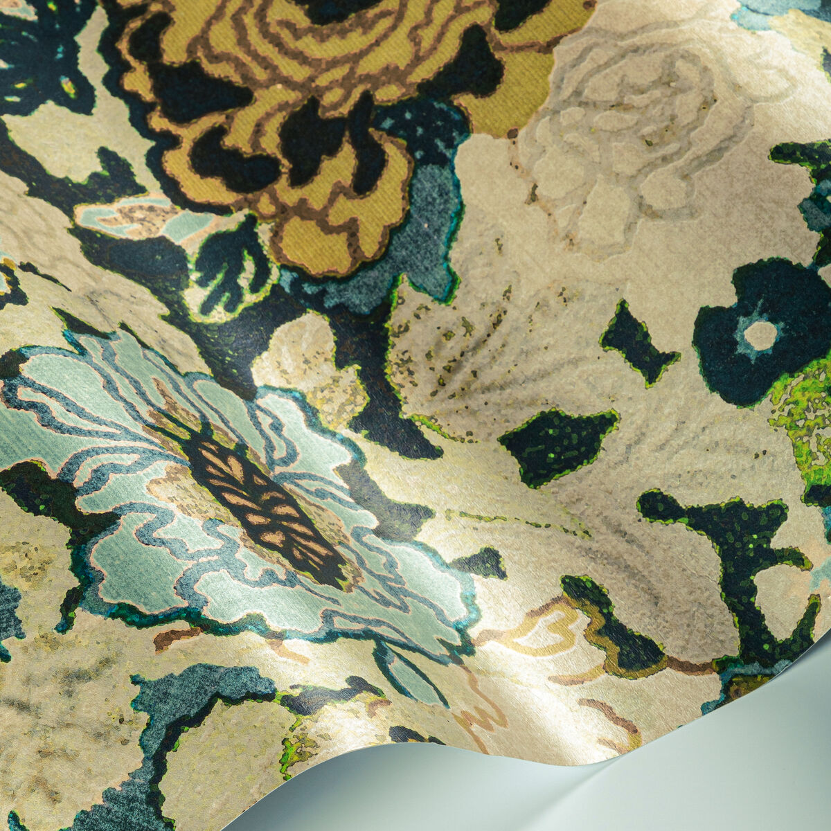 Arioso Paper - Marine/Citron - Lee Jofa Modern Wallpaper