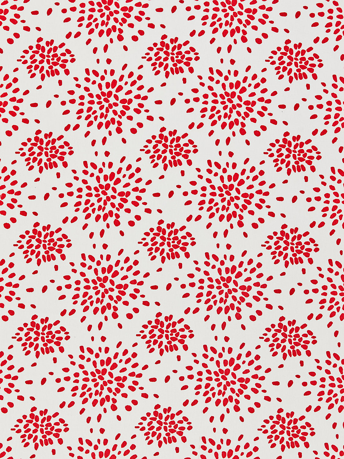 Fireworks Cotton Print - Red On White
