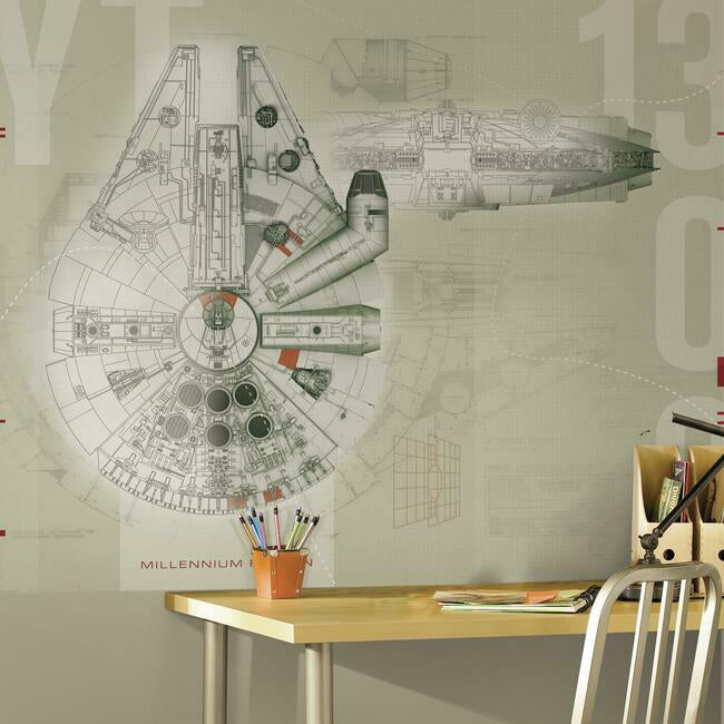 star-wars-millennium-falcon-ml-wall-mural-beige-york-wallcoverings-jl1401m