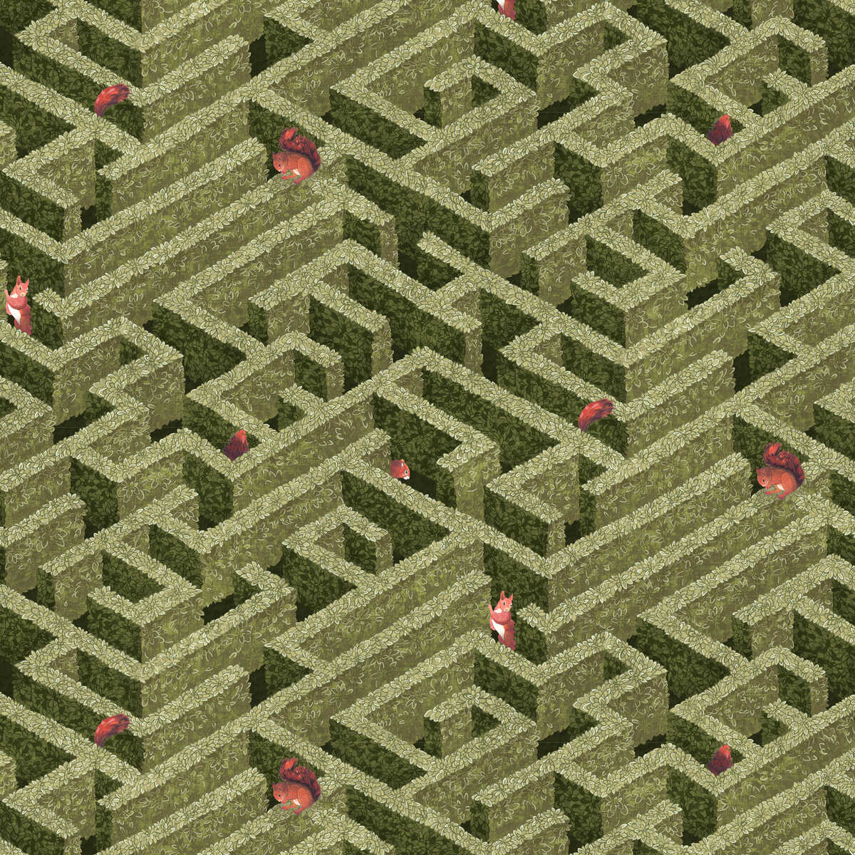 Labyrinth With Squirrels - 01 - KRAVET COUTURE Wallpaper