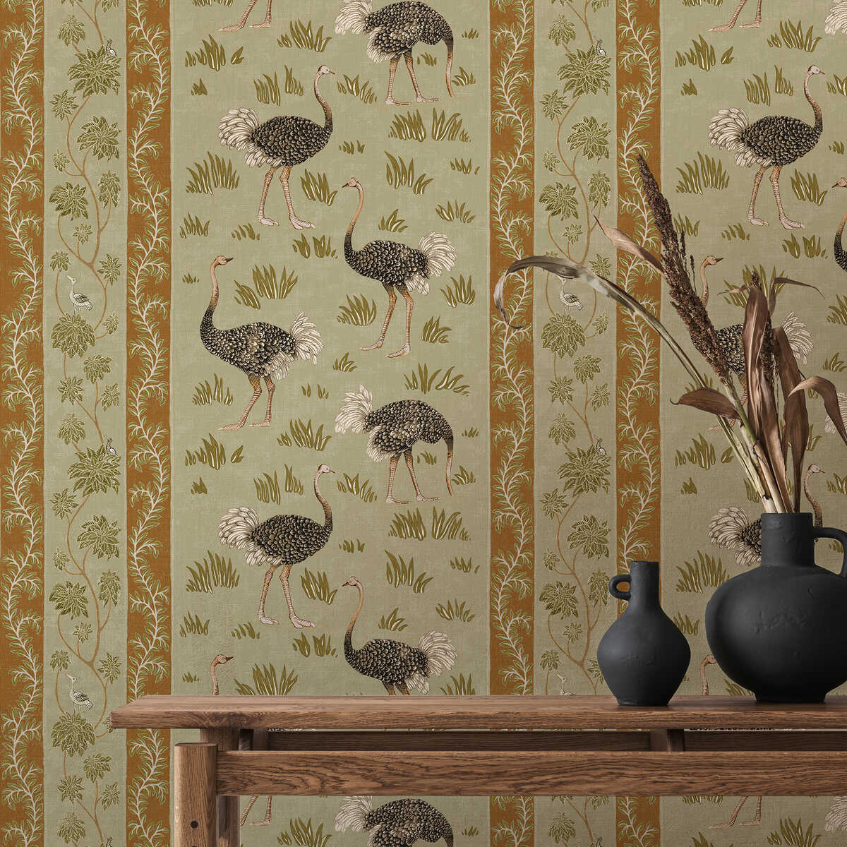 Ostrich Stripe - 31 - KRAVET COUTURE Papel pintado