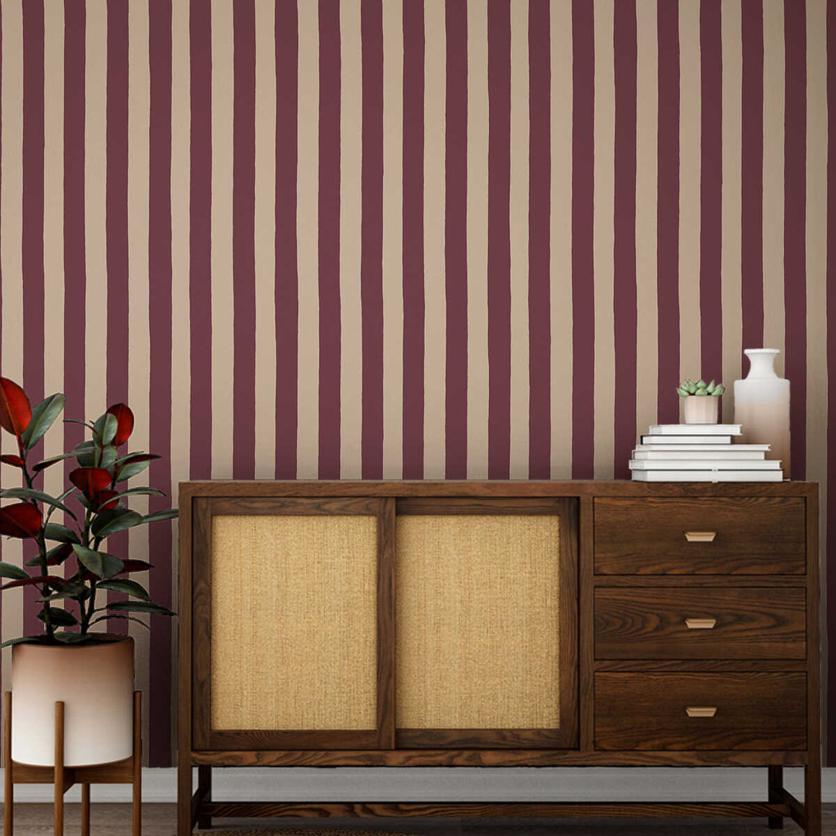 Medium Hand Painted Stripe - 04 - KRAVET COUTURE Wallpaper