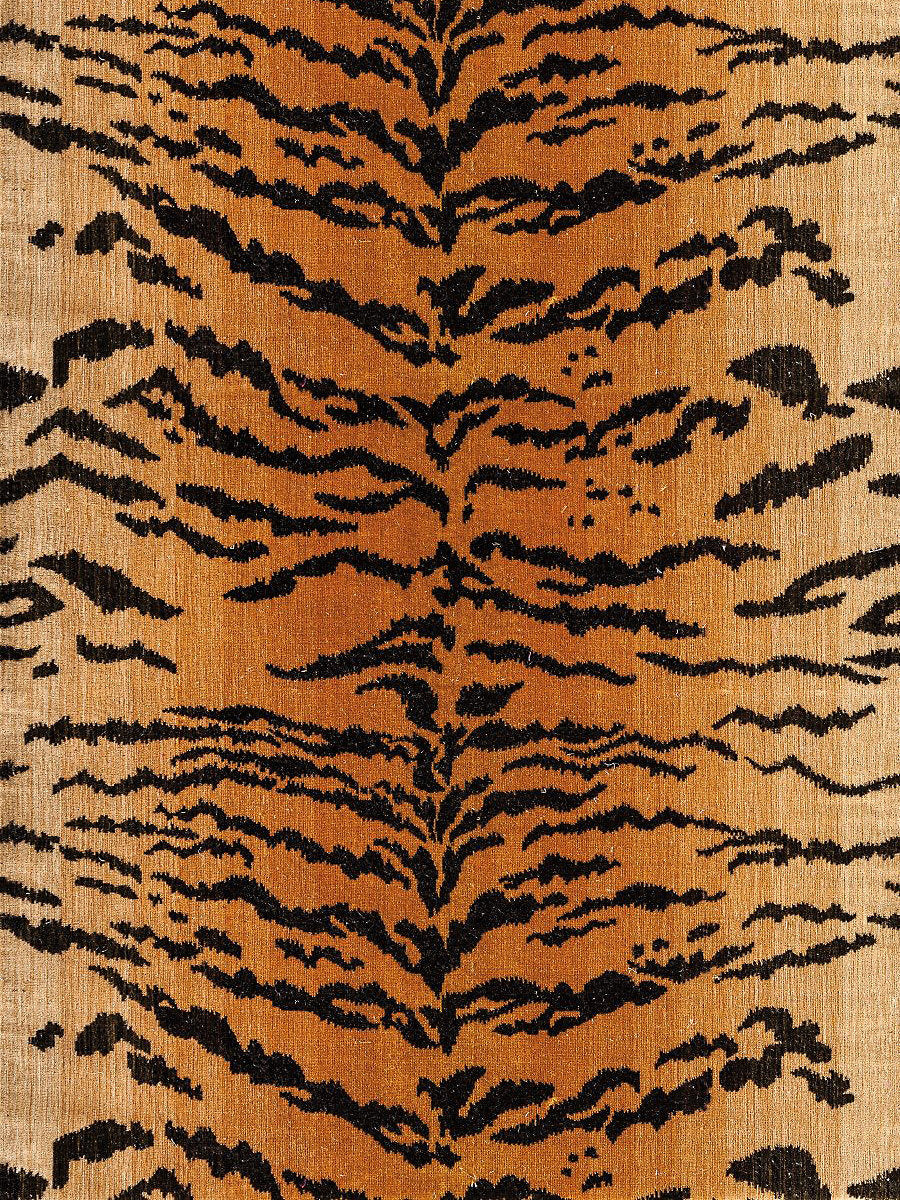 Tiger | Silk | Handwoven - Black On Gold - Scalamandre Fabric