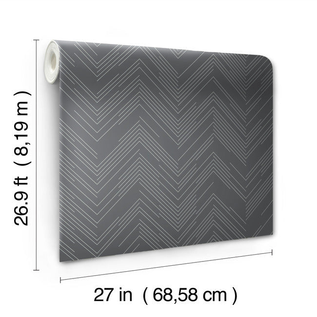 polished-chevron-wallpaper-charcoal-silver-york-wallcoverings-md7226