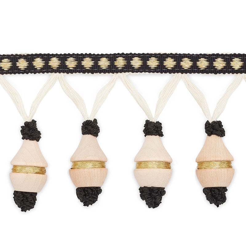 MATTHEW-MOLDED-FRINGE-BLACK-GOLD-METALLIC-SCHUMACHER-MF4022-5 - Schumacher Recortar