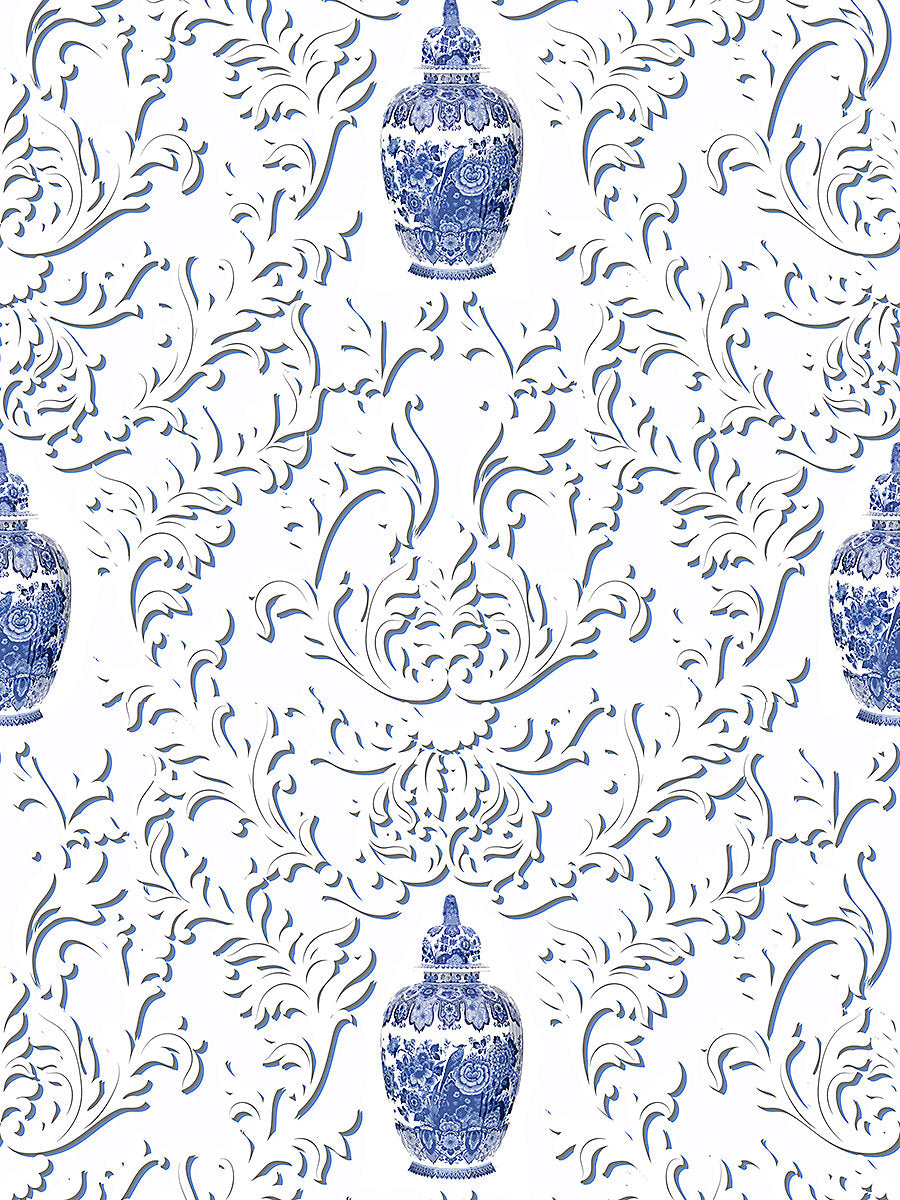 Lion Jar | Sheer - Blue - Scalamandre Fabric