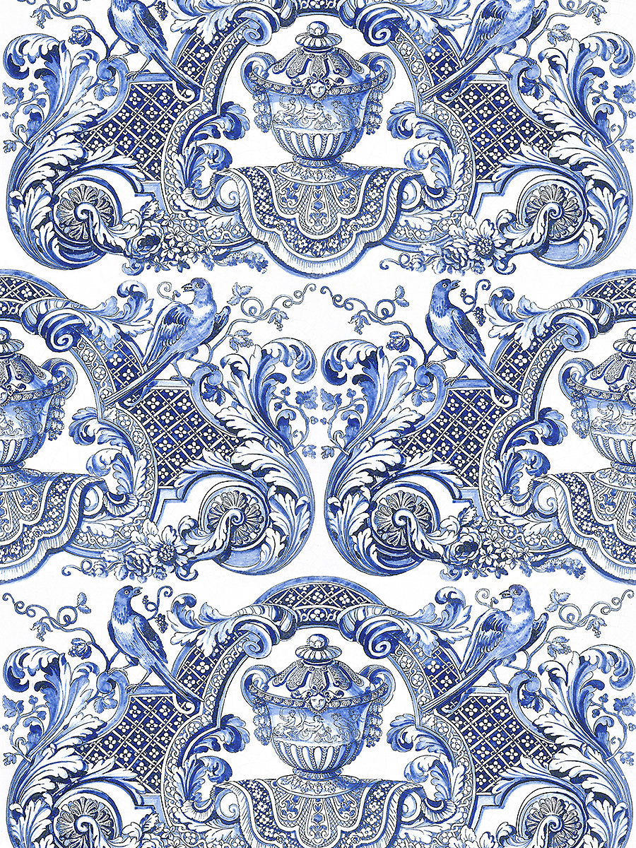 William & Mary Print - Blue - Scalamandre Fabric