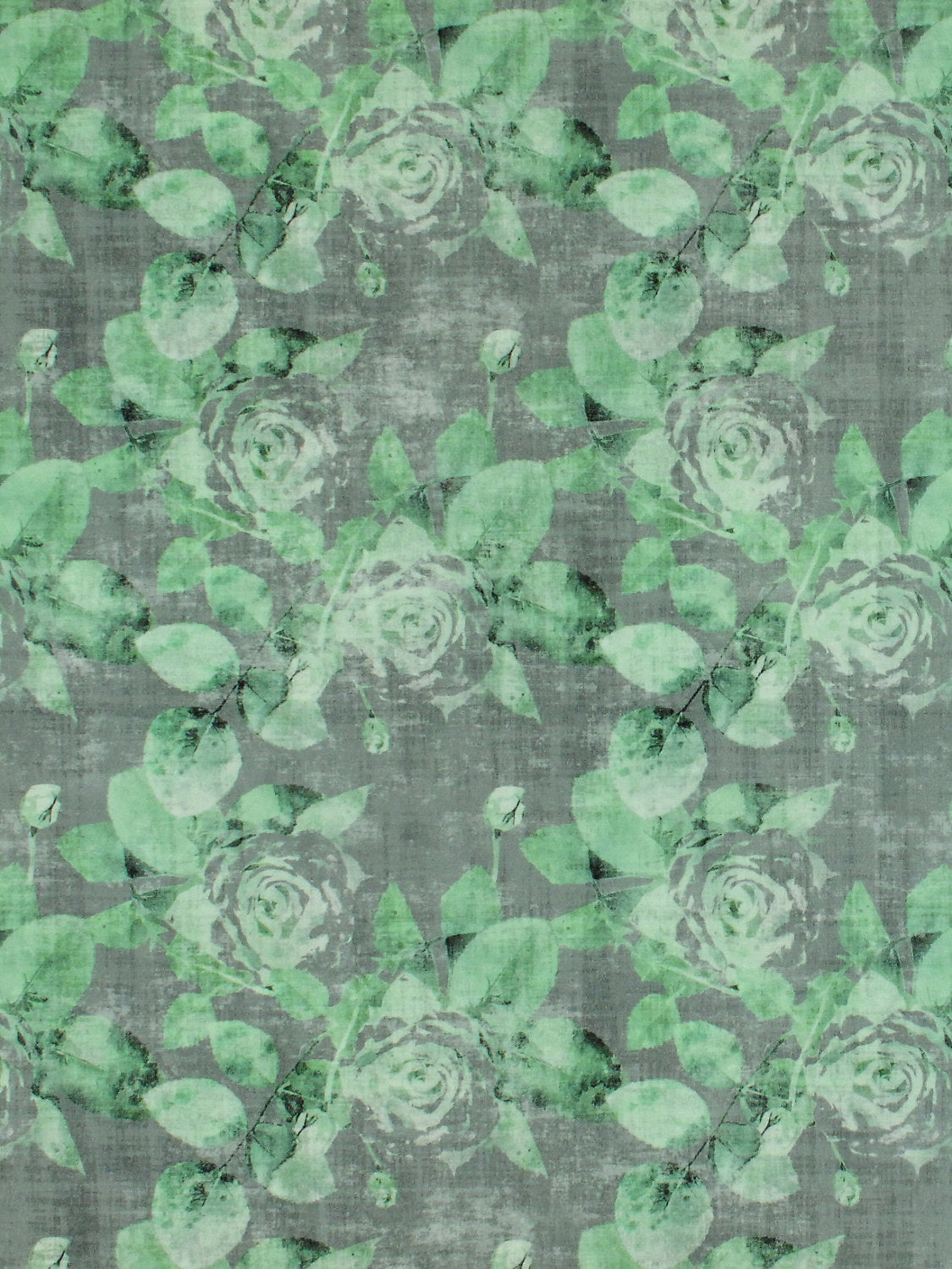 Rose Trellis Printed Velvet - Charcoal Green