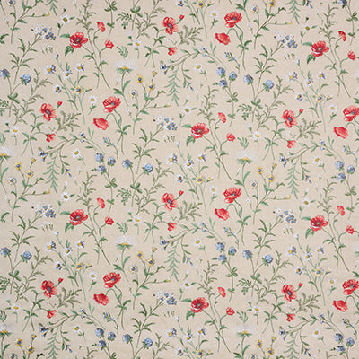 NC Bourton Snowshill Meadow Poppy/Blue - Nina Campbell - NCF4600-01 Fabric - Nina Campbell Fabric