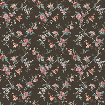 NC Bourton Boscobel Chocolate/Rose - Nina Campbell - NCF4602-03 Fabric - Nina Campbell Fabric