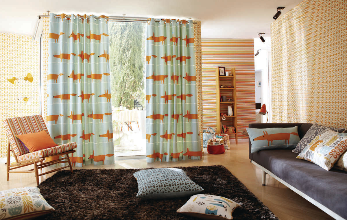 Mr Fox - Sky/Tangerine - SCION Fabric