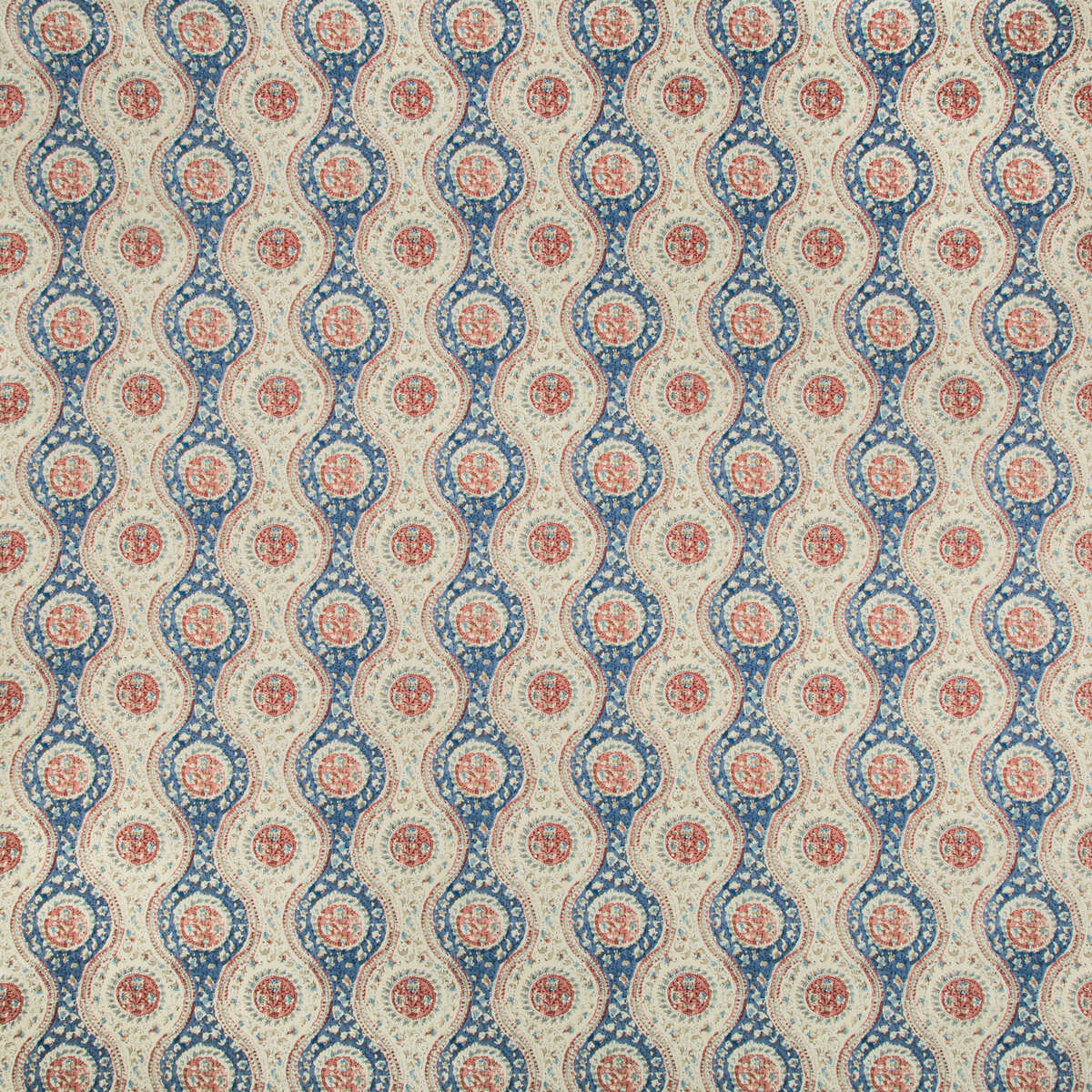 Nadari Print - Blue/Red - BRUNSCHWIG & FILS Fabric