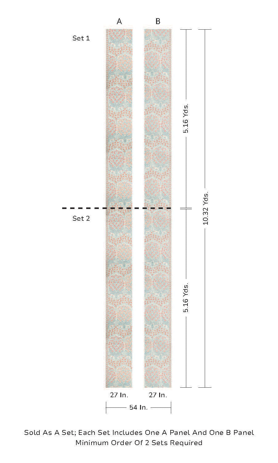 Sameera Paper - Red/Blue - Lee Jofa Wallpaper