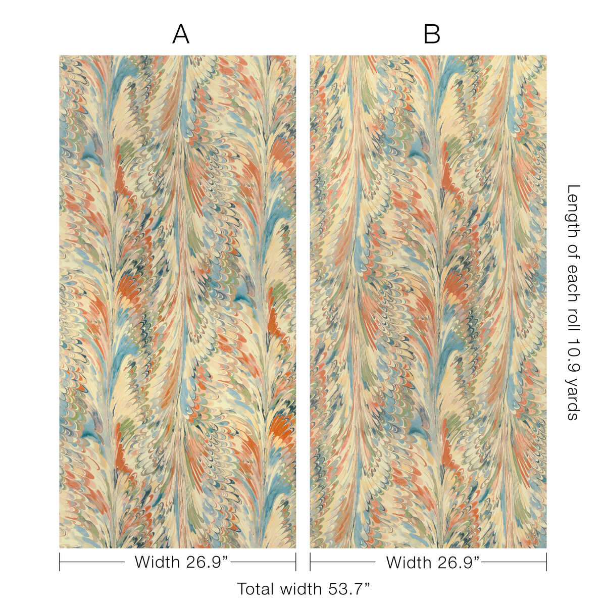 Taplow Paper - Clay/Blue - LEE JOFA Wallpaper