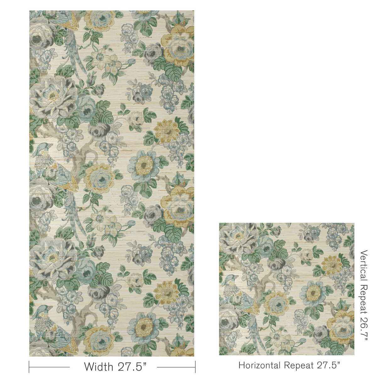 Avondale-Paper-Slate-Aqua-Lee-Jofa-Wallpaper - LEE JOFA Wallpaper