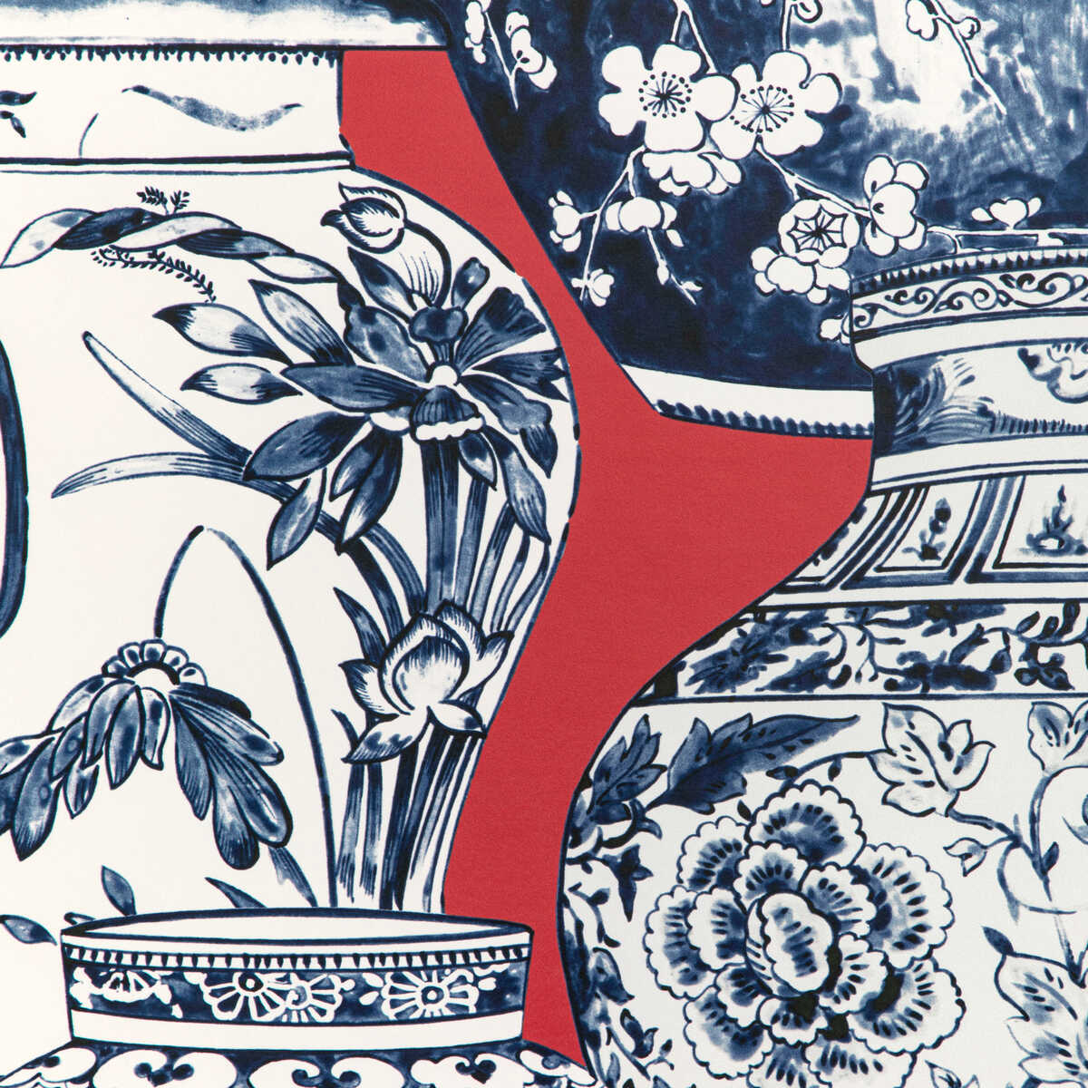 Pandan Paper - Chili/Blue - LEE JOFA Wallpaper