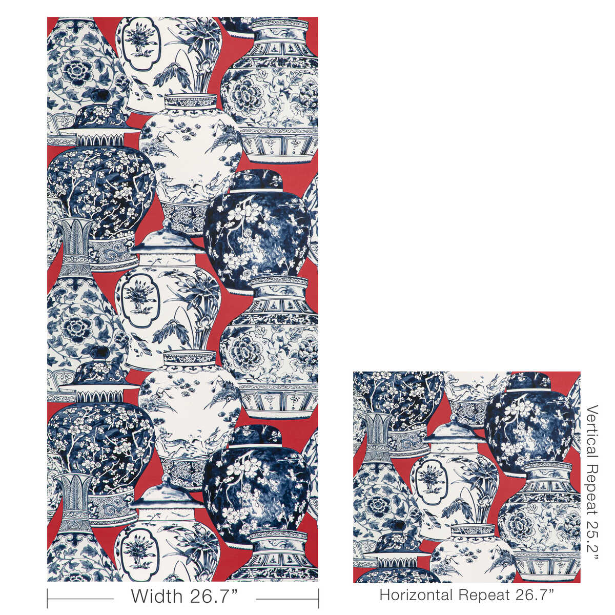 Pandan Paper - Chili/Blue - LEE JOFA Wallpaper