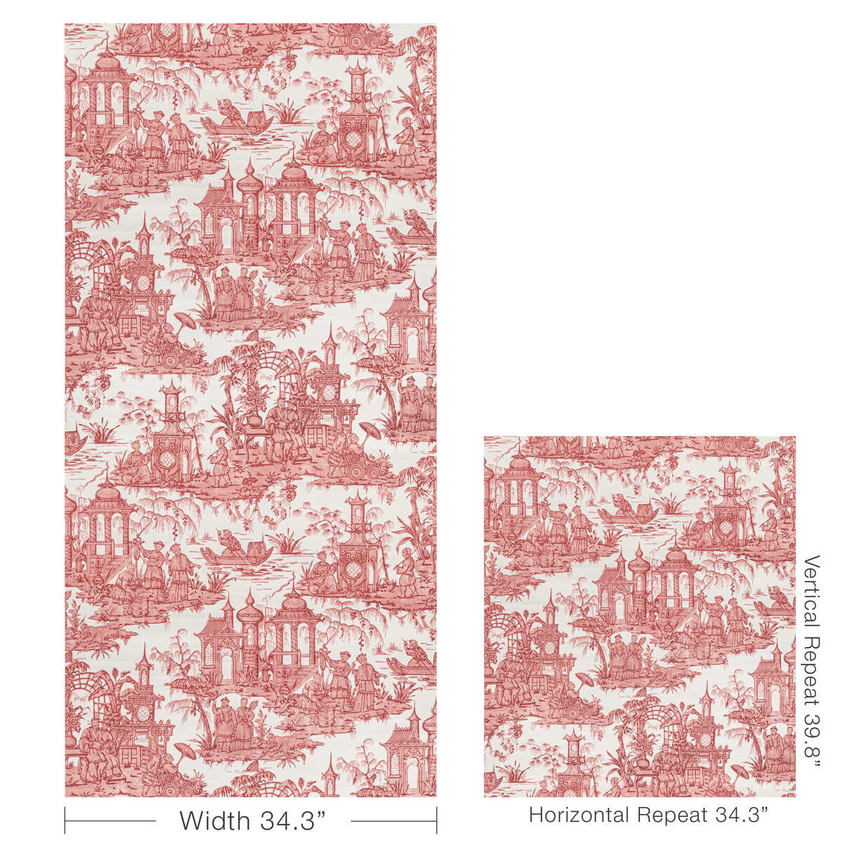 Pagoda Toile Paper - Garnet - LEE JOFA Papel pintado