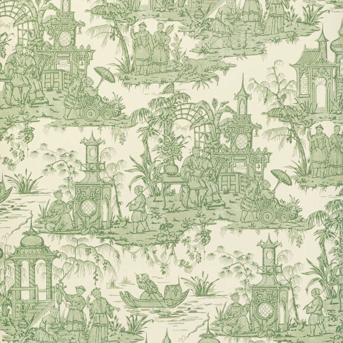 Pagoda Toile Paper - Green - LEE JOFA Papel pintado
