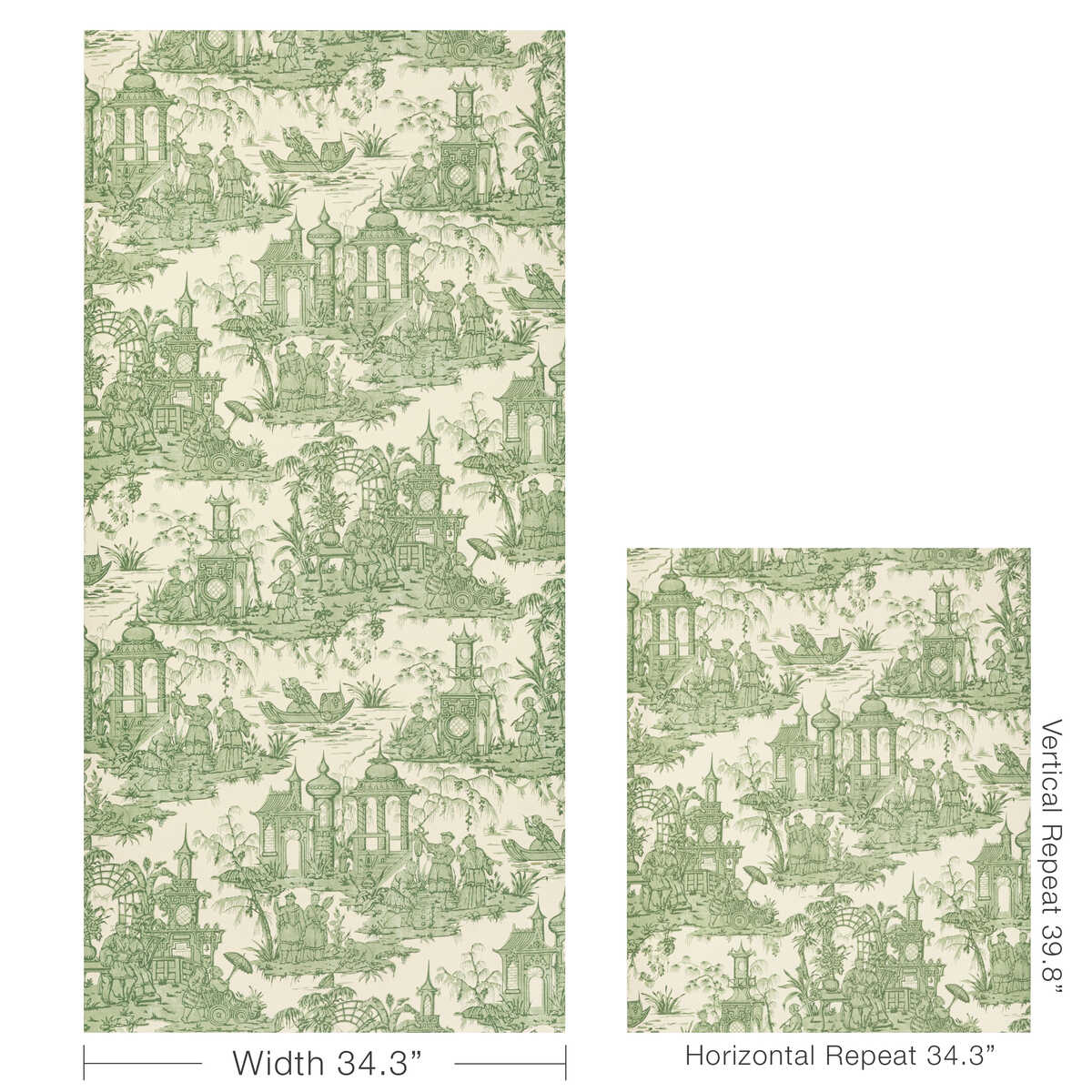 Pagoda Toile Paper - Green - LEE JOFA Papel pintado