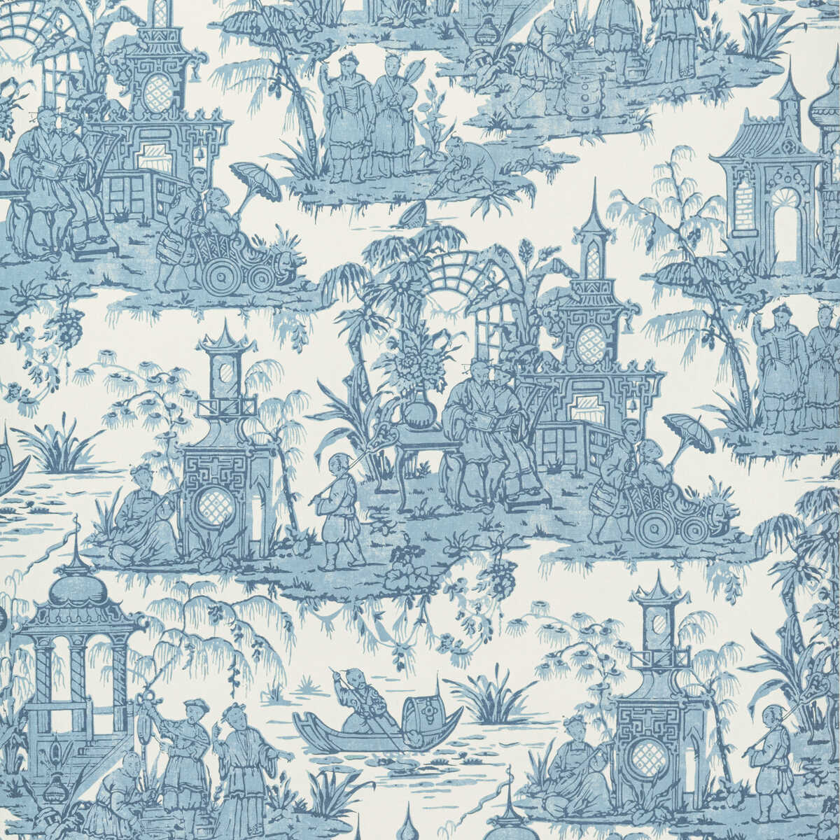 Pagoda Toile Paper - Blue - LEE JOFA Papel pintado
