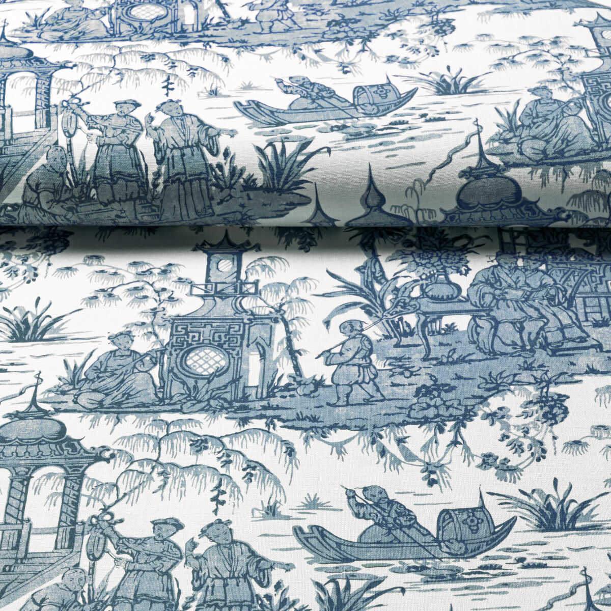 Pagoda Toile Paper - Blue - LEE JOFA Papel pintado
