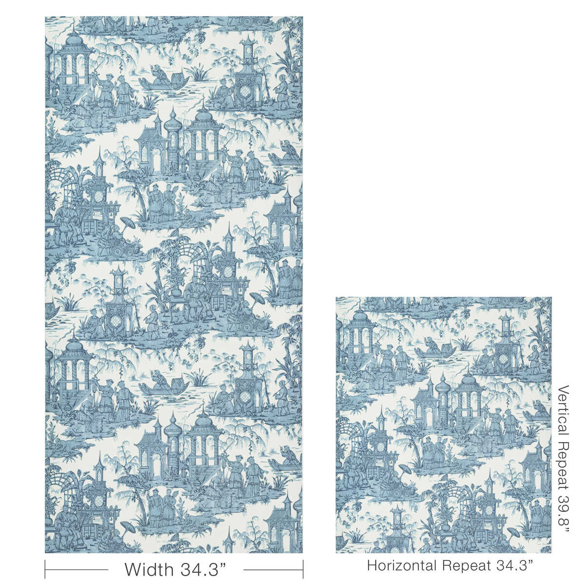 Pagoda Toile Paper - Blue - LEE JOFA Papel pintado