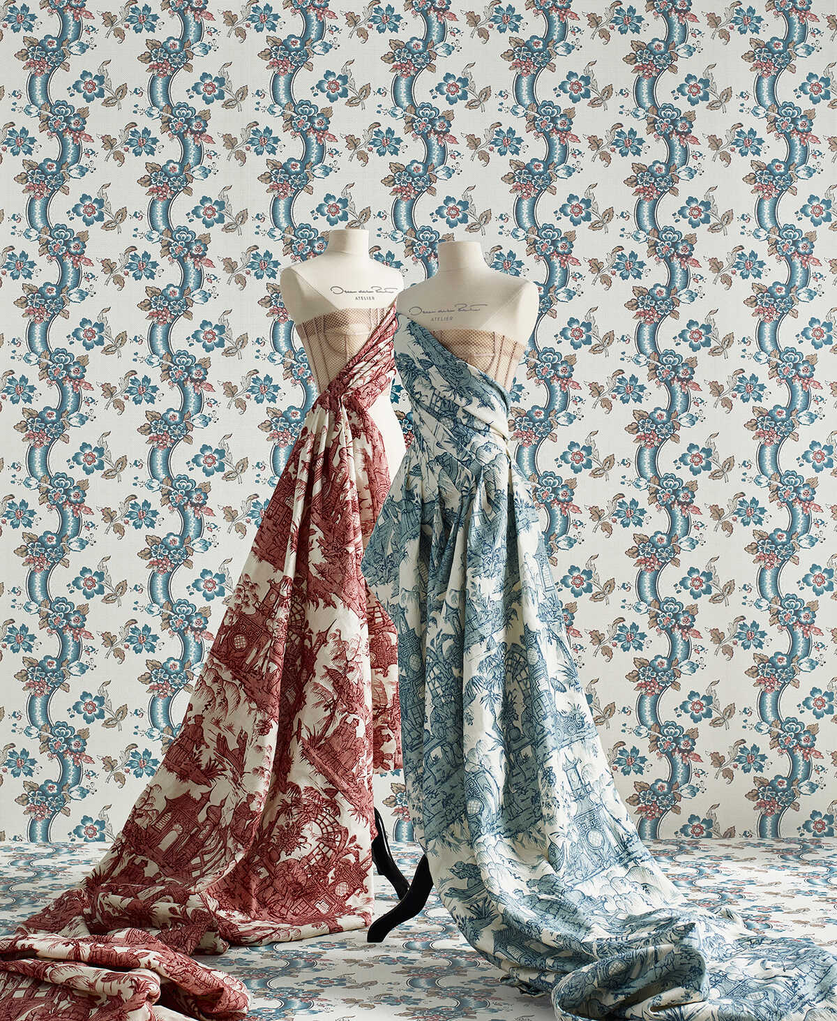 Benday Paper - Denim/Berry - LEE JOFA Wallpaper