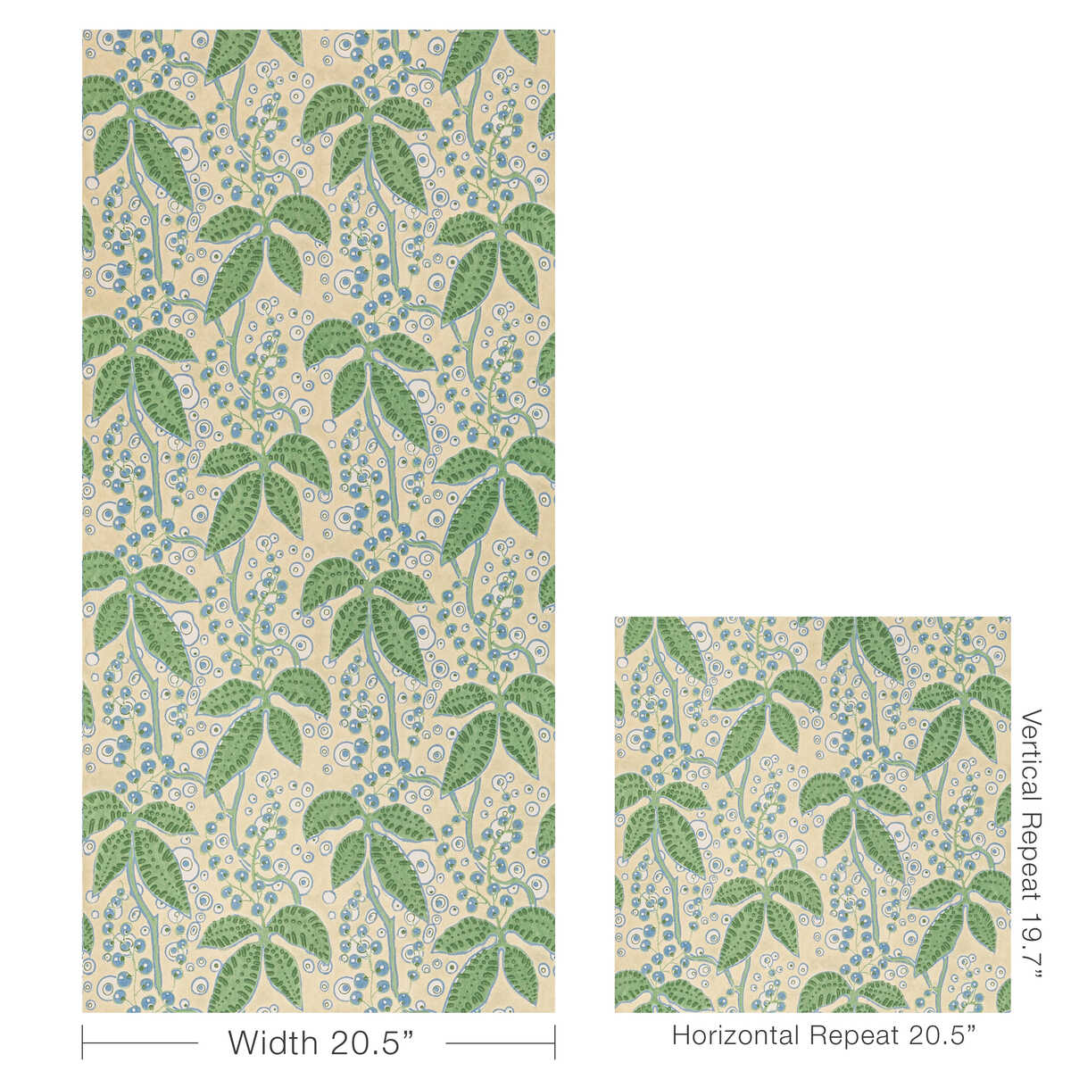Putnam Paper - Leaf/Blue - LEE JOFA Wallpaper