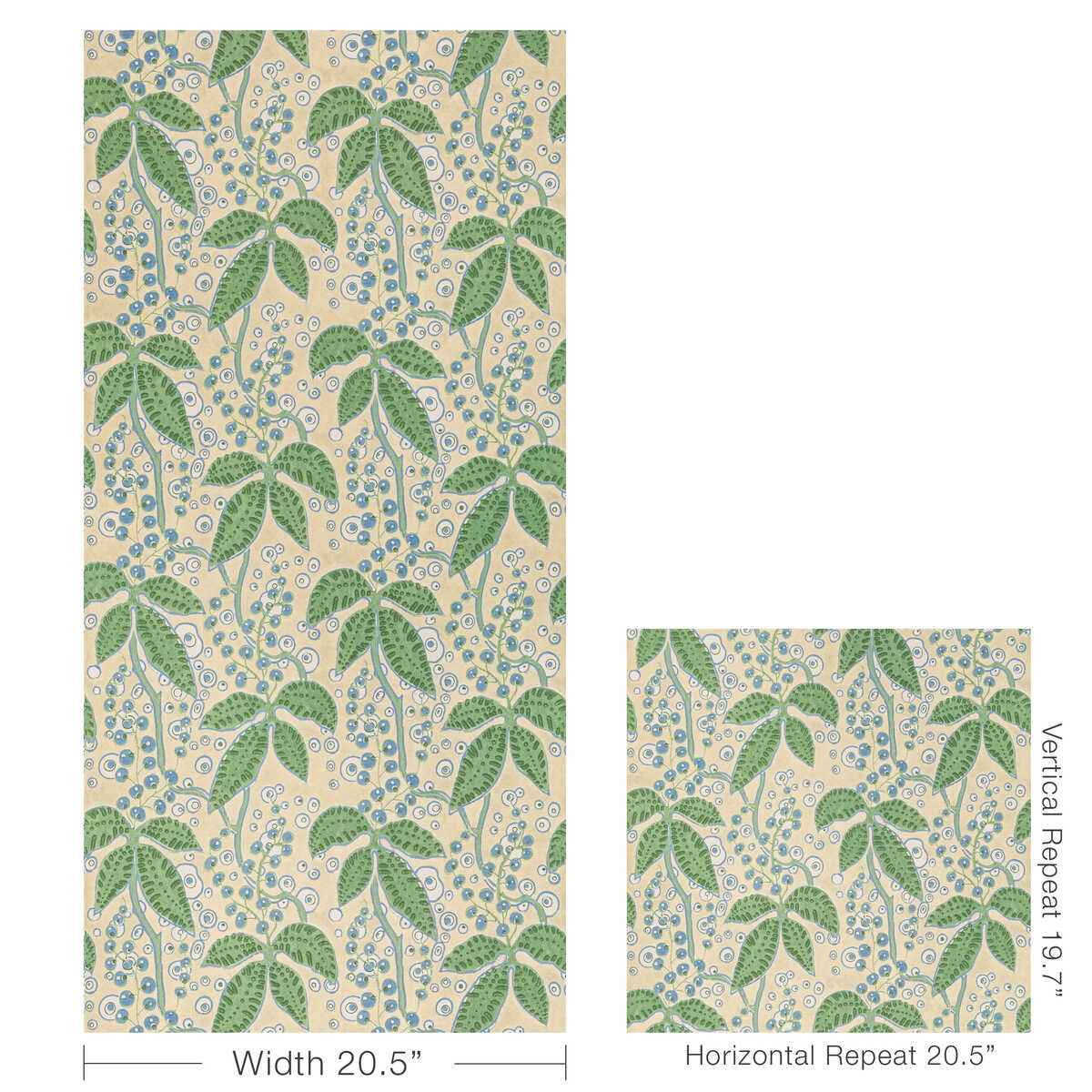 Putnam-Paper-Leaf-Blue-Lee-Jofa-Wallpaper - LEE JOFA Wallpaper
