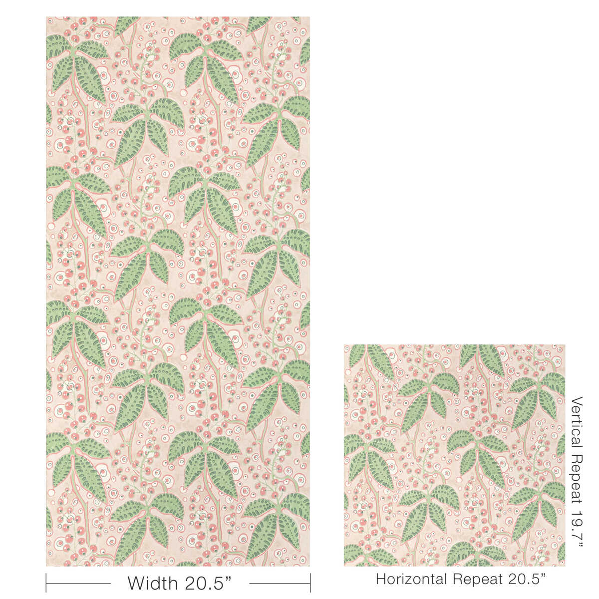 Putnam Paper - Green/Rose - LEE JOFA Wallpaper